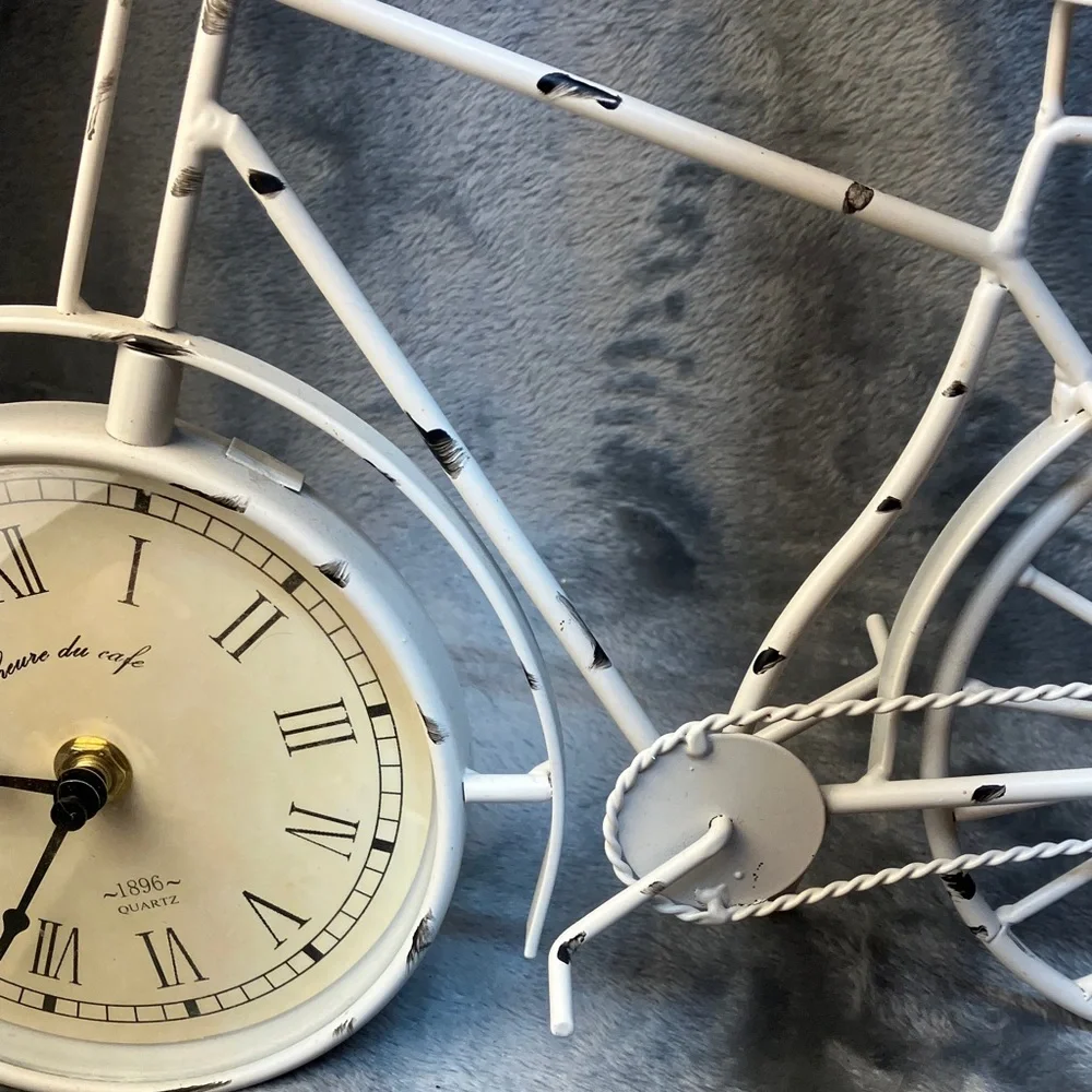 Bicycle Metal Clock Rustic French Café Style 1896 Quartz Decor (Clock Works)